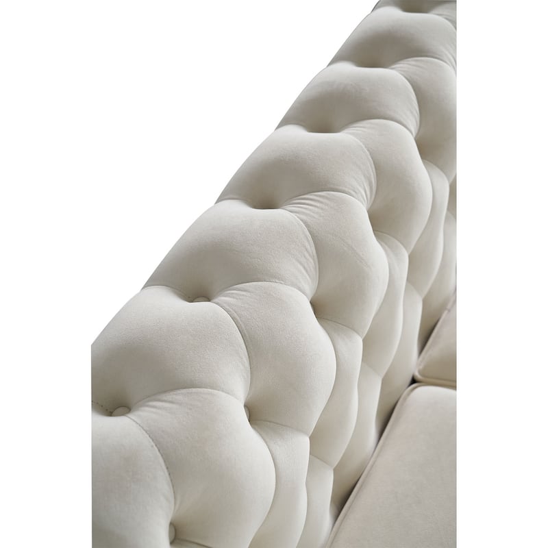 Rolled Arm Chesterfield Velvet Sofa - 84.65" High-Density Foam, Electroplated Legs - Elegant Living Room Accent