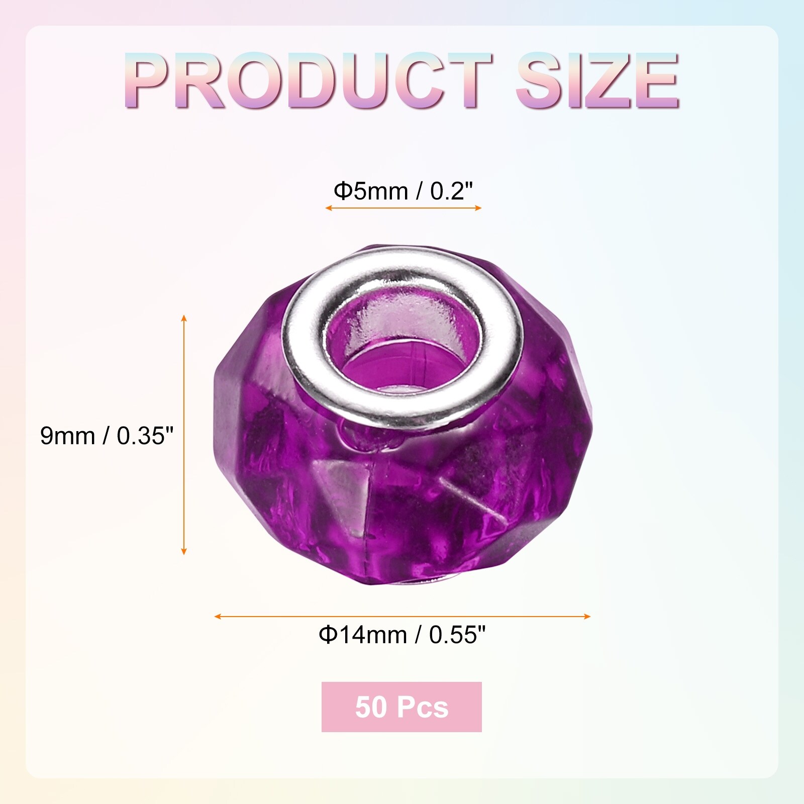 Large Hole Glass Beads European Loose Round Faceted Rhinestone Craft Bead