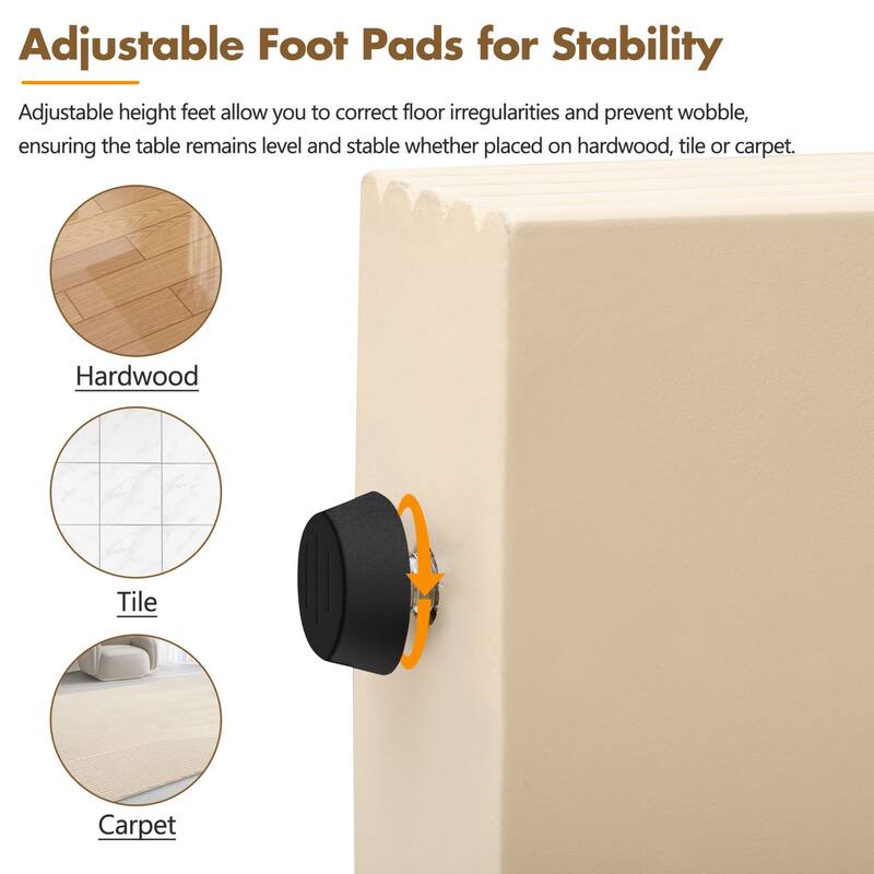 Smooth Surface Entry Table with Adjustable Legs