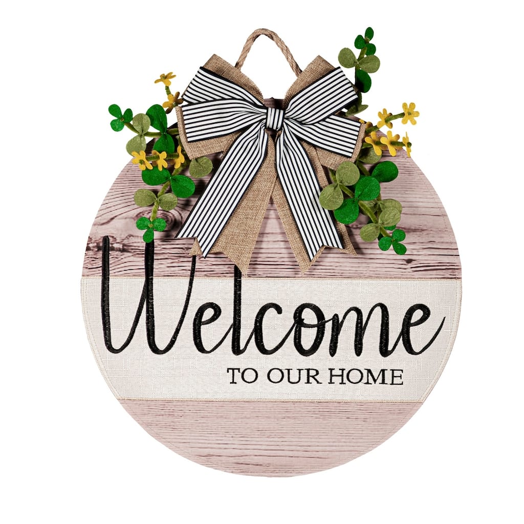 Wood Grain Welcome Door Decor