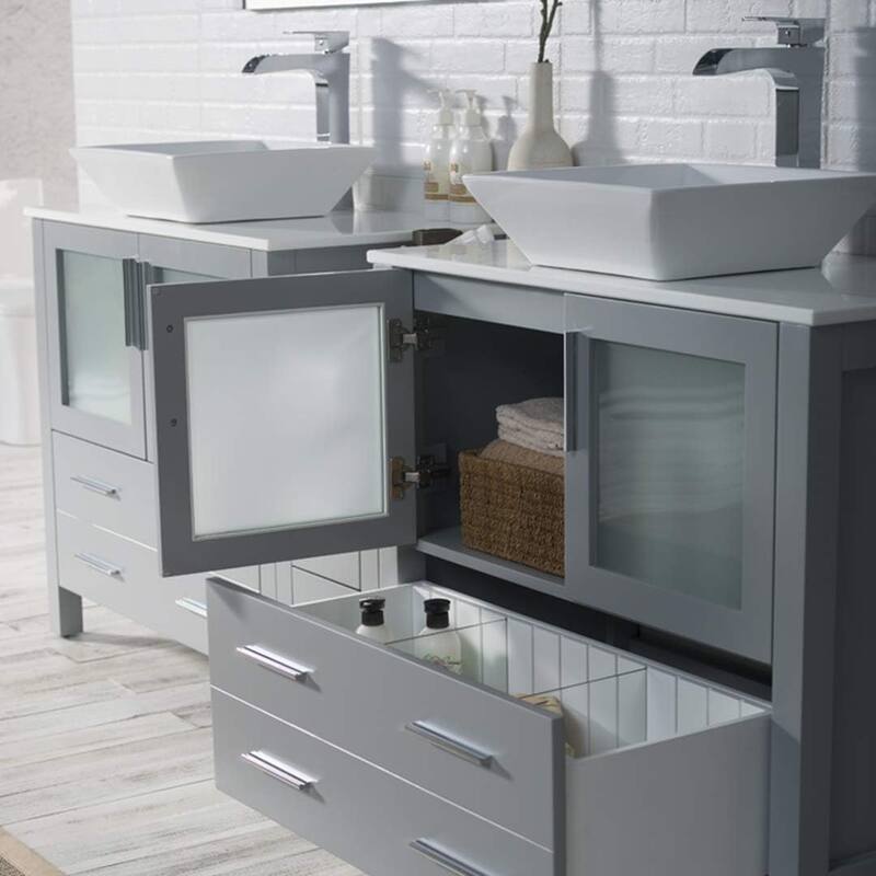 Blossom Sydney 84" Double Sink Vanity with Side Cabinets & Mirrors