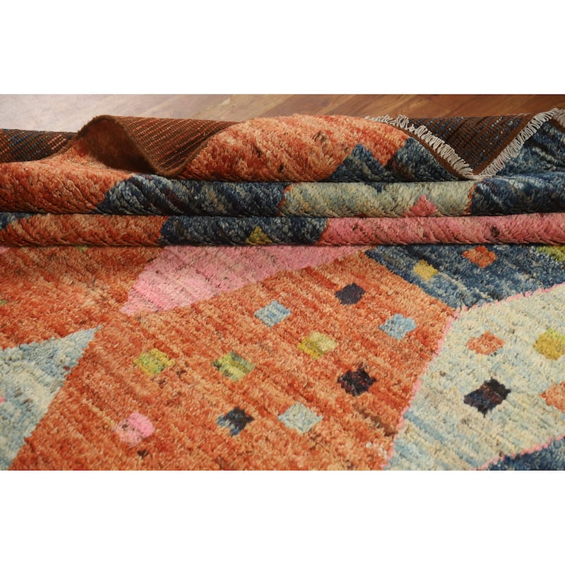 Geometric Moroccan Area Rug Handmade Tribal Wool Carpet - 6'7" x 9'7"