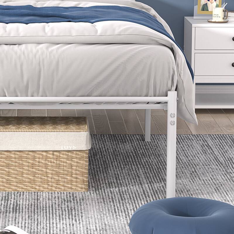 VECELO Victorian Style 14 Inch Metal Platform Bed Frame with Headboard, Heavy Duty Steel Slat Support, No Box Spring Needed