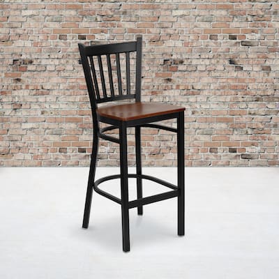 Vertical Back Metal Restaurant Barstool - 16"W x 18.625"D x 42"H