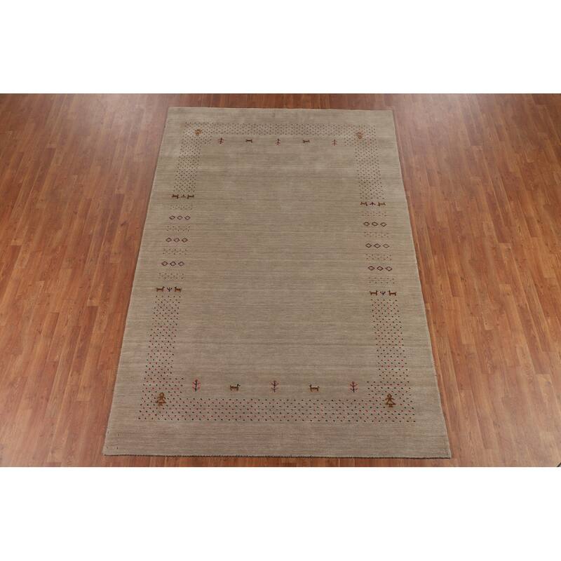 Little Animals Gabbeh Indian Area Rug Handmade Wool Carpet - 6'7"x 9'8"