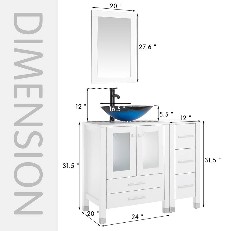 36" Bathroom Vanity with Sink Set Side Cabinet