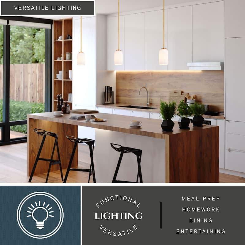 Shelby Gold Brass Transitional Mini Pendant Ceiling Light White Glass - 5.25-in W x 6.75-in H x 5.25-in D