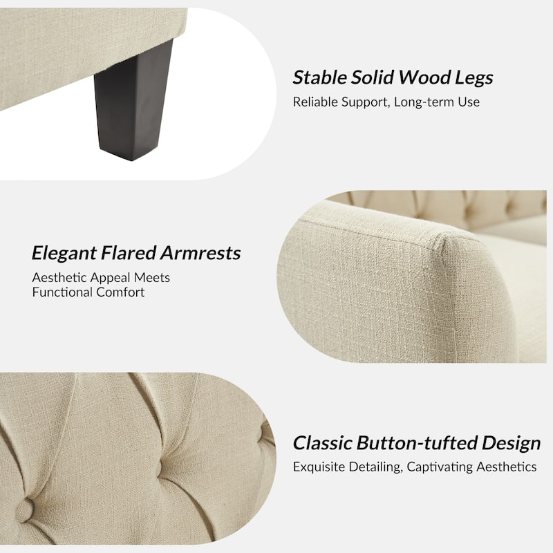 Evaristo Transitional 72.5"Wide Flared Arm Sofa with Removable Seat Cushion by HULALA HOME