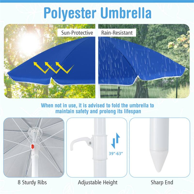 Kids Outdoor Picnic Table with Adjustable Umbrella and Benches Metal Frame and Weather-Resistant Surface - 49" × 49" × 39"-63"