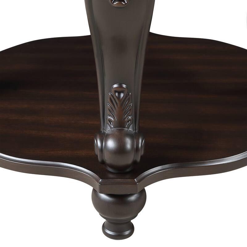 Modern 2-Tier Coffee Table Rounded Corners Coffee Table with Open Storage Shelf for Living Room