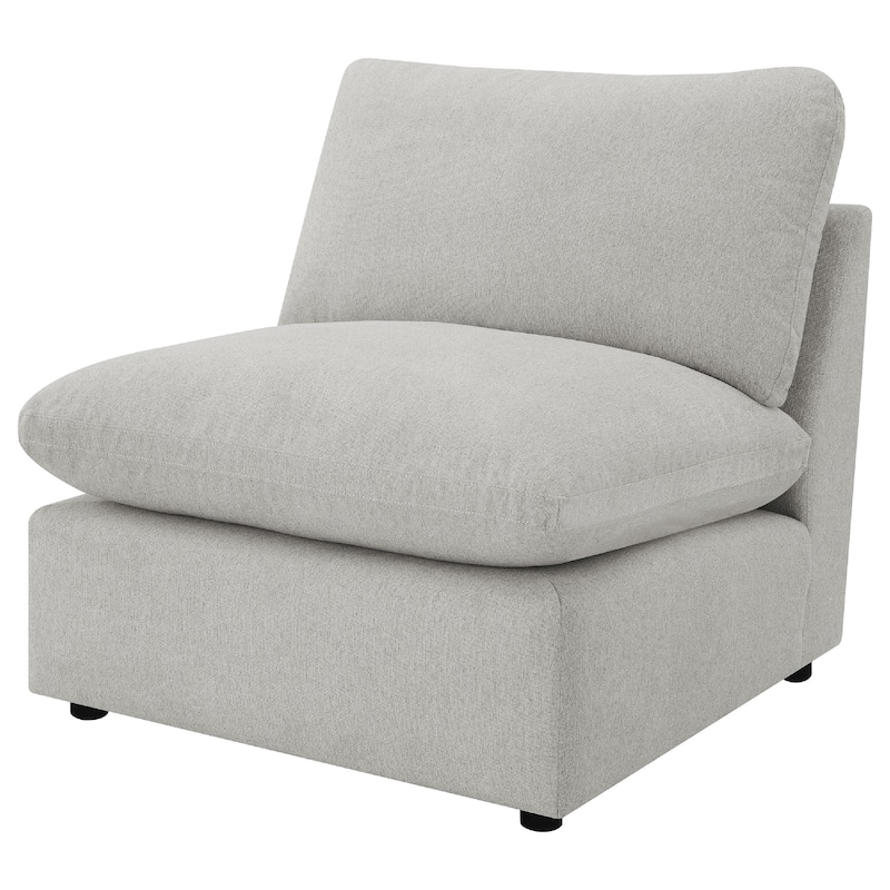 Biny Modular Armless Chair, Light Gray, Plush Foam Cushions