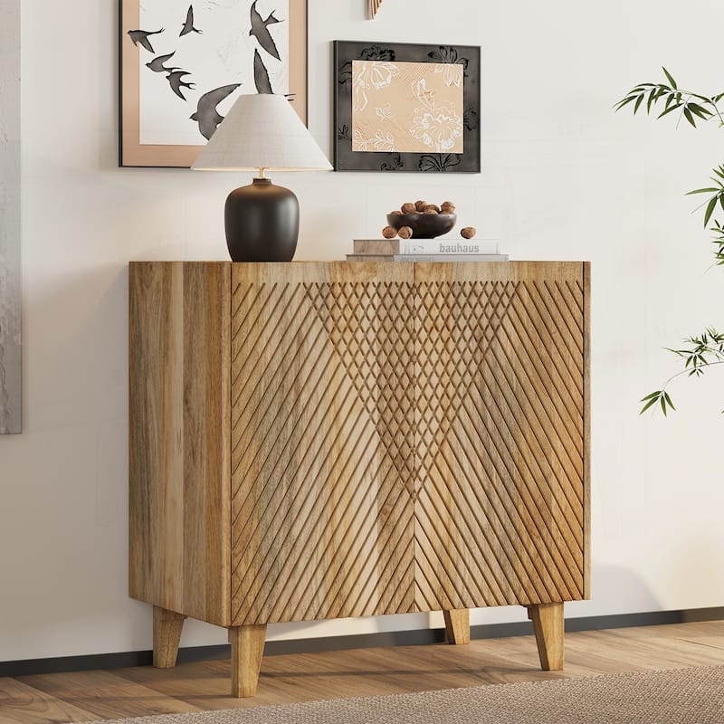 Charming Rustic Mango Wood Cabinet with Versatile Storage