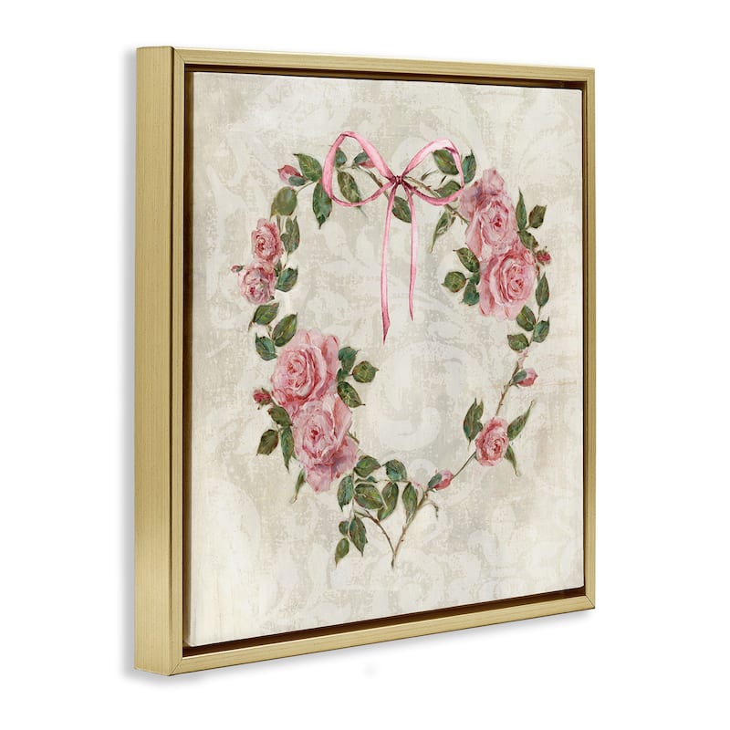 Stupell Garden Heart Wreath Framed Floater Canvas Wall Art Design By Sally Swatland