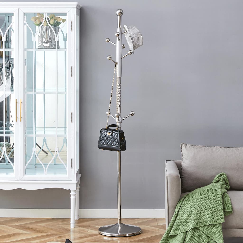 Modern Stainless Steel Coat Rack Multifunctional Spray-Painted Hanger with Detachable Bracket, for Bedroom