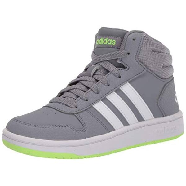 Shop Adidas Kids Unisex S Hoops 2 0 Mid Basketball Shoe Grey Ftwr White Signal Green Overstock 31759116