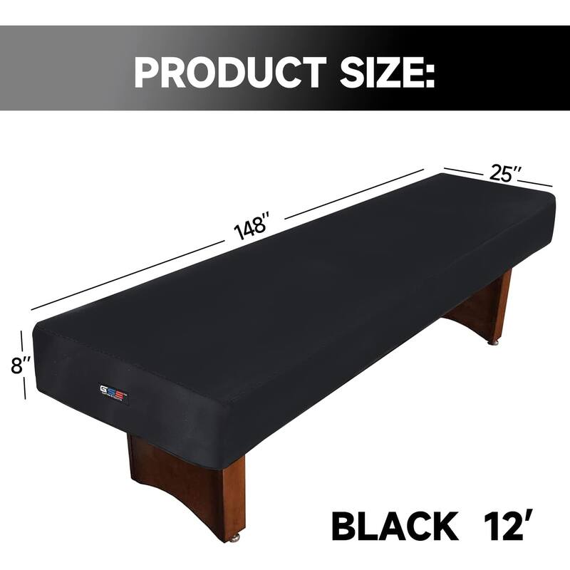 GSE™ 12ft Heavy-Duty PU Leatherette Shuffleboard Table Cover for 12-foot Shuffleboard Table - Black