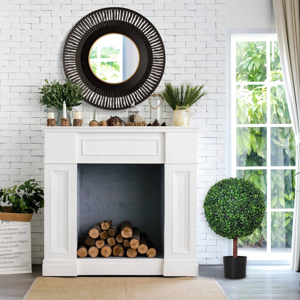 Outsunny 23.5" Artificial Boxwood Topiary Tree Plant with Realistic Look, High-Quality Color, & Nursery Pot Included