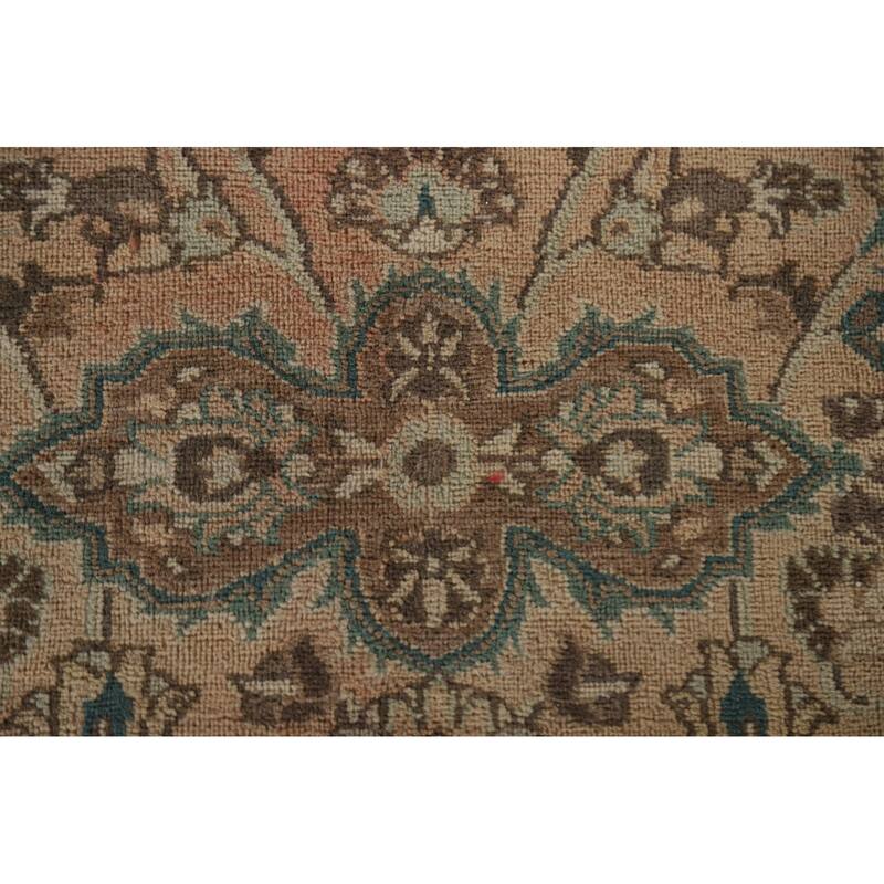 Hand Knotted Oriental 100% Wool Carpet Traditional Floral Oranges & Rust Mashad Area Rug - 12' 4'' X 9' 5''