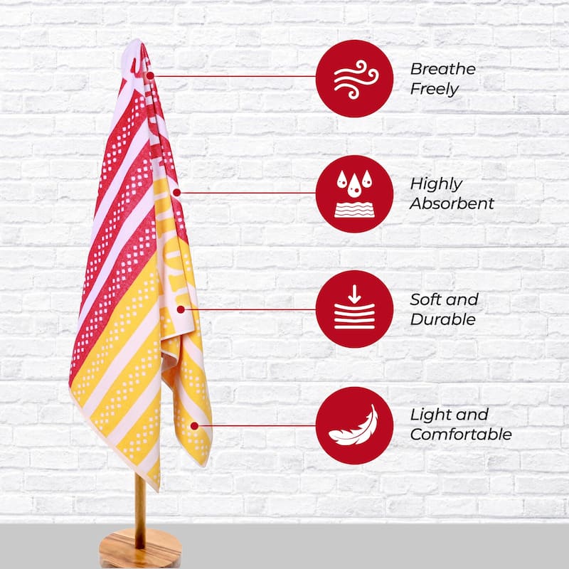 Superior Striped Cotton Fuzzy Velour Terry Large Oversized Beach Towel