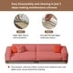preview thumbnail 6 of 11, Mid-Century Modern 4 Seater Sofa Walnut Cotton Linen Upholstery, Removable Washable Covers, Deep Cushions with Pillows