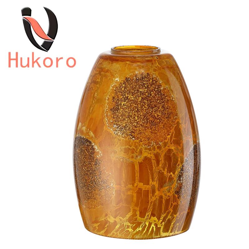 Hukoro 2.25 in. Lip Fitter Stone Crackle Glass Oblong Pendant Lamp Shade - 1-Pack