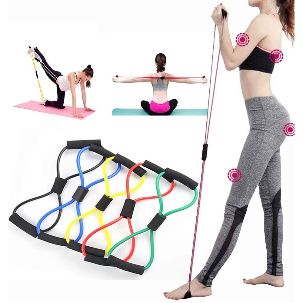 Portable Workout Equipment Home Gym Fitness Pilates Bar Kit with Resistance Bands Conditioning & Toning Pilates Hip Bands & Jump Rope for Full Body Sculpting Yoga 
