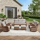 preview thumbnail 135 of 199, Outdoor Patio Sofa Swivel Chair with 6-Inch Thick Cushions Set 7PCS Sofa Swivel Chair w/ Ottoman - Yellow Wicker Beige Cushion