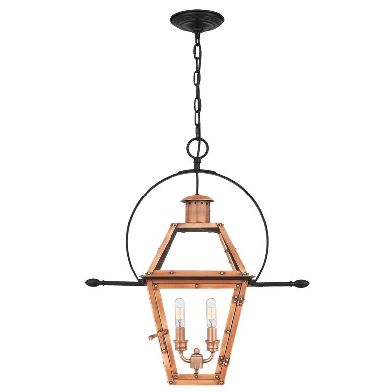 Rue De Royal 2-Light Outdoor Hanging Lantern in Aged Copper