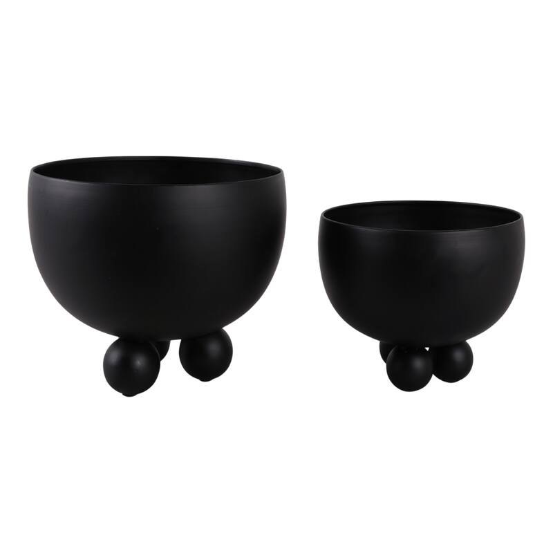 Metal Planters Modern Sleek Decorative Footed Bowl Design (Set of 2) - 10.5" x 10.5" x 9.25"