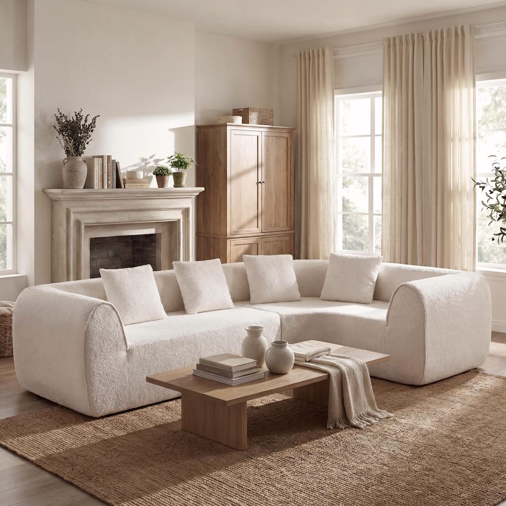 Christopher Knight Home - Curved Modular 110" Upholstered Sectional Sofa