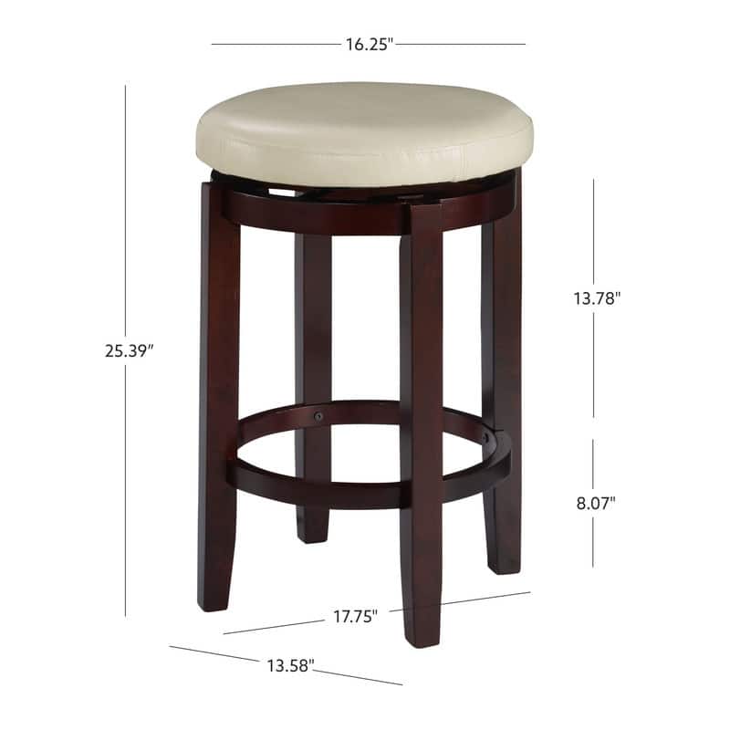 Dorothy Cream Faux Leather Backless Swivel Counter Stool - N/A