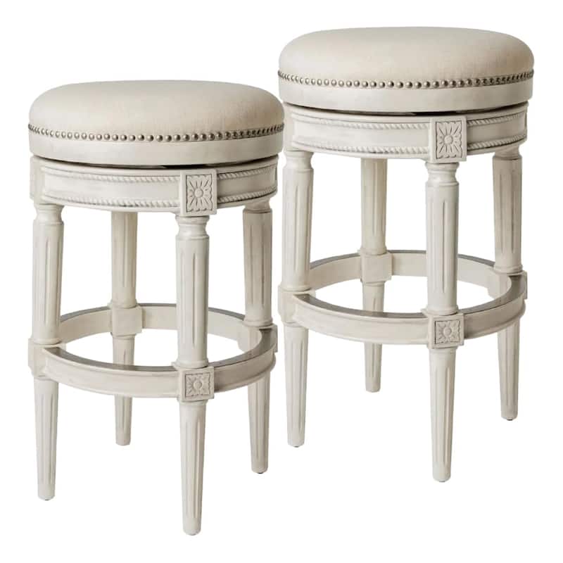 Maven Lane Pullman Backless Swivel Kitchen Stool - Set of 2 - White Oak - Bar Height