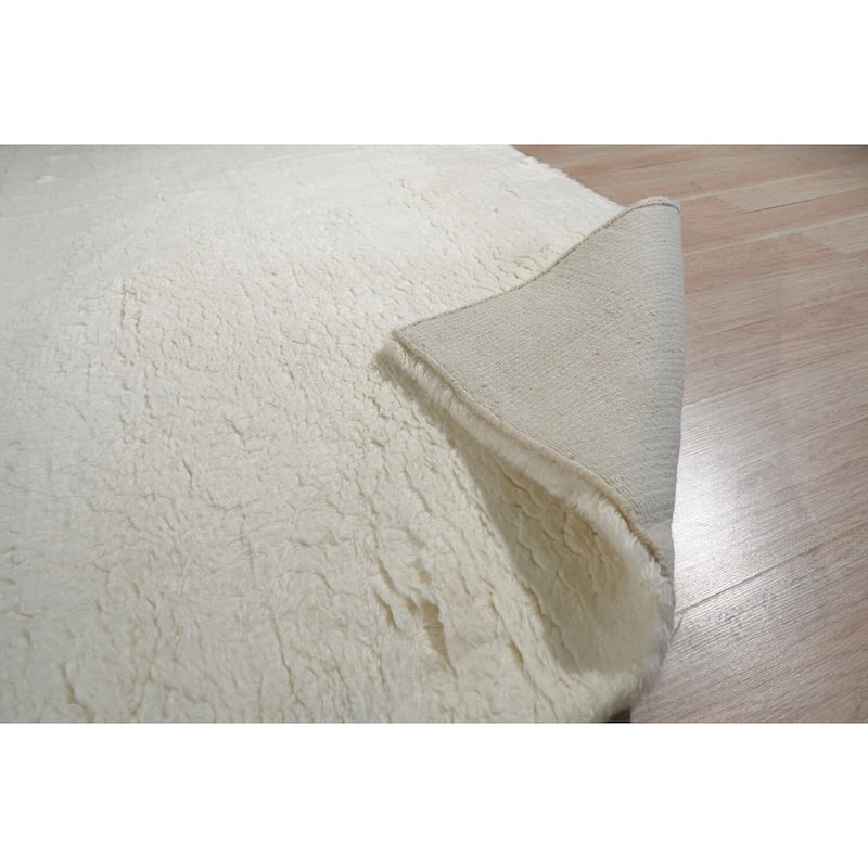 Hand-Knotted Wool Modern Pile Rug, 8' x 10', Gray Area Rug, Elegant Handcrafted Design for Bedroom or Office - L