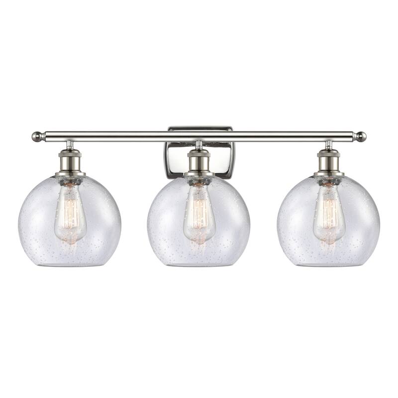 Innovations Lighting Athens 3 Light 26" Bath Vanity Light - 8" Shade - Polished Nickel/Seedy