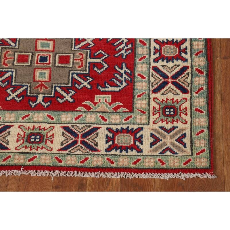 Red Kazak Rug Bedroom Hand-Knotted Wool Carpet - 2'11"x 3'10"