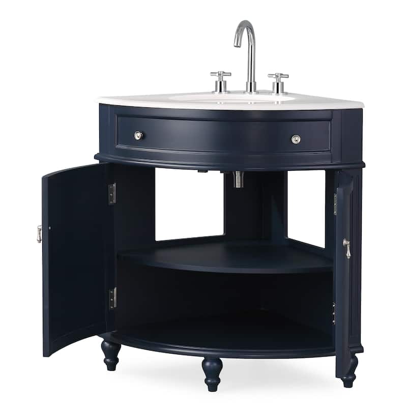 24-inch Benton Collection Triadsville Slim Corner Bathroom Sink Vanity