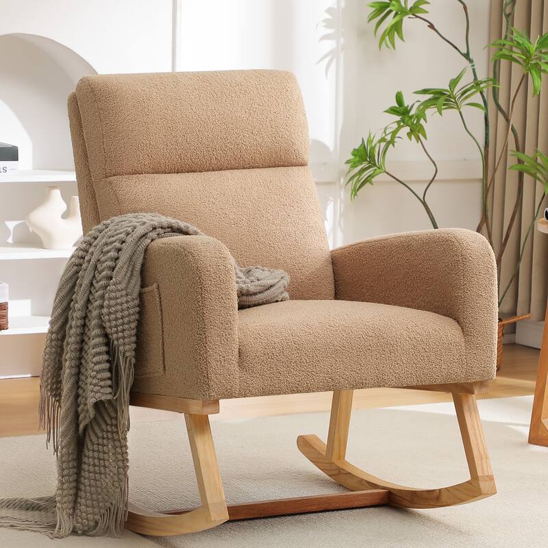 HOMYKA 28" Wide Rocking Chair for Nursery with Solid Wood Leg