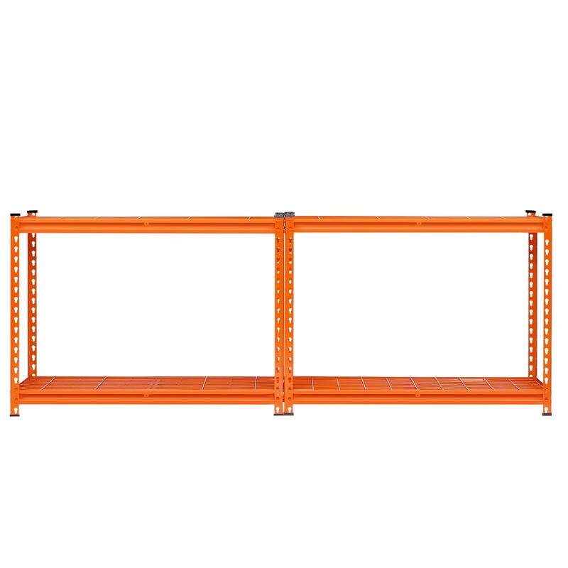 Orange Steel Garage Shelf with Hooks, Adjustable Garage Shelving