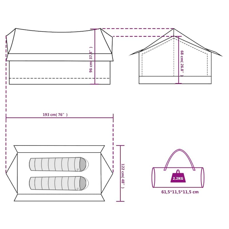 vidaXL Camping Tent 2-Person Waterproof