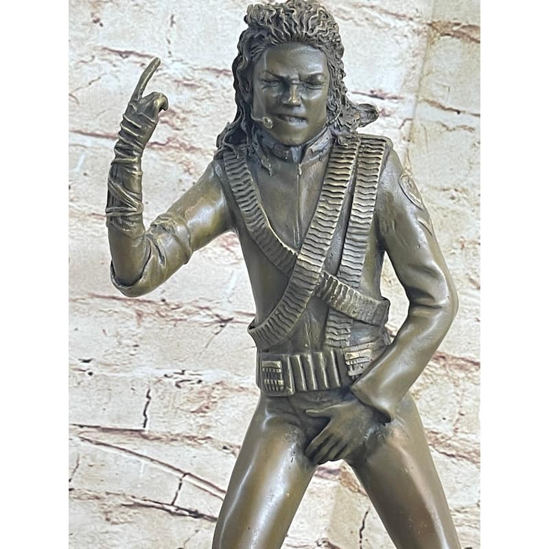 Original Aldo Vitaleh Michael Jackson Bronze Sculpture Figurine Marble Base Deco