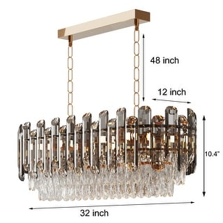 Smoked Gray Rectangle Crystal Ceiling Mount Chandelier