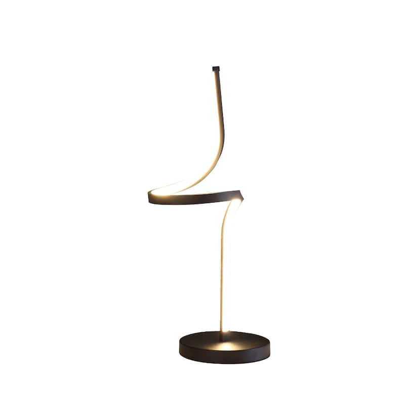 22" Contemporary Black Table Lamp with Integrated LED and Silver Shade Cord Switch for Bedroom - 22"H x 9"W x 11"D
