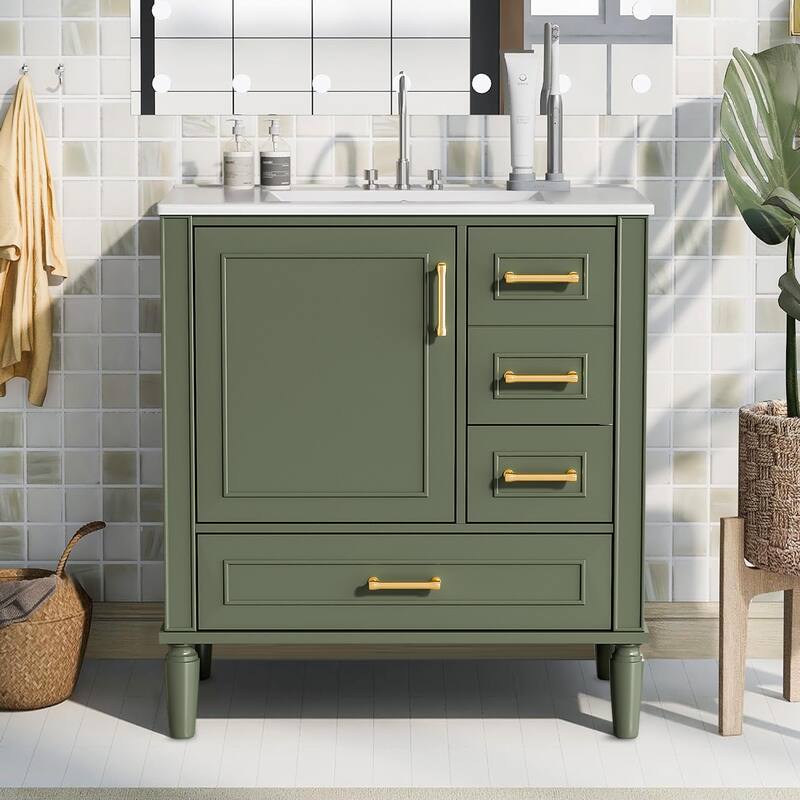 30" Bathroom Vanity with Ceramic Sink,Ample Storage Cabinet for Bathroom