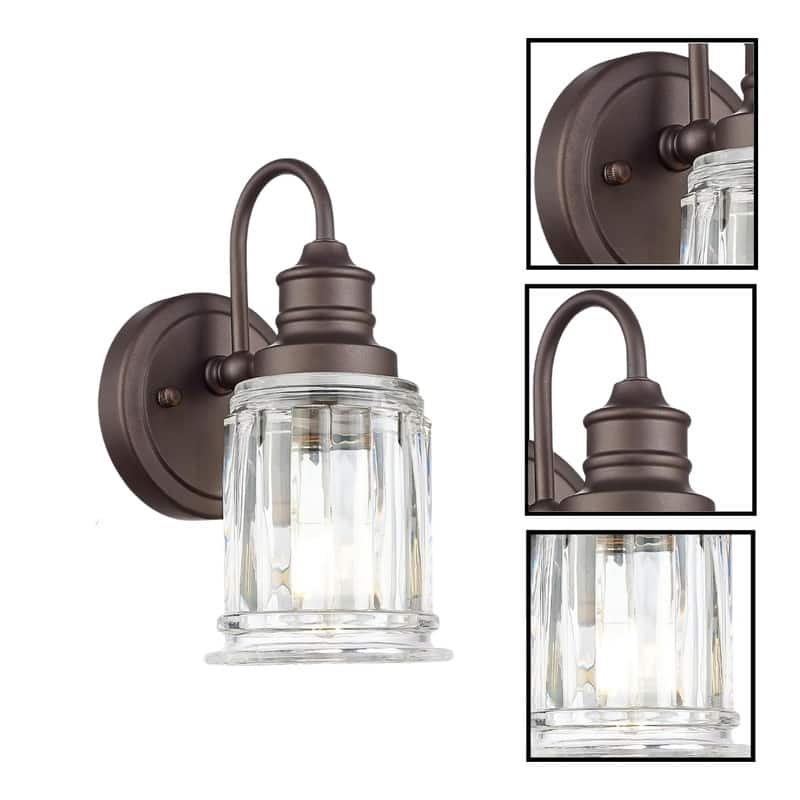 1 Light wall lighting oil-rubbed bronze bathroom sconces glass, metal wall light fixture