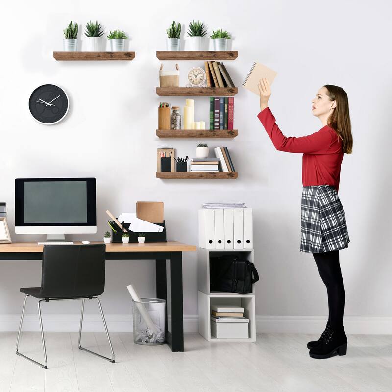 Sorbus Floating Shelves, Wall Mounted for Home Decor, 16.25 in. W x 5.5 in. D MDF Wood Decorative Wall Shelf (Set of 5)