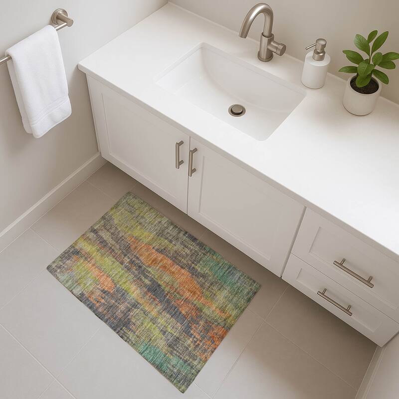 Premium Washable Super Soft Abstract Modern Mayfield Rug - Orange - 1'8" x 2'6"