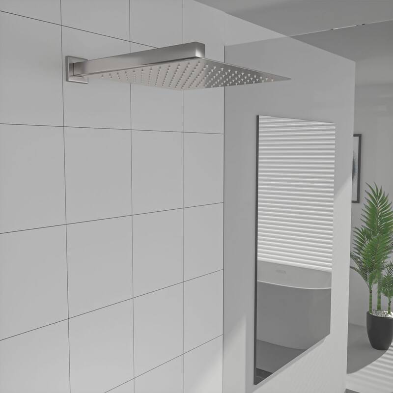 8/10/12/16 Inch Adjustable Rainfall Shower Head Wall-mounted Solid Square Ultra Thin 304 Stainless Steel