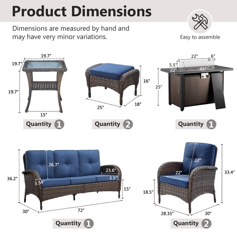 Gymojoy Outdoor Fire Pit Conversation Set, 3-Seat Sofa & Chairs Patio Furniture Set