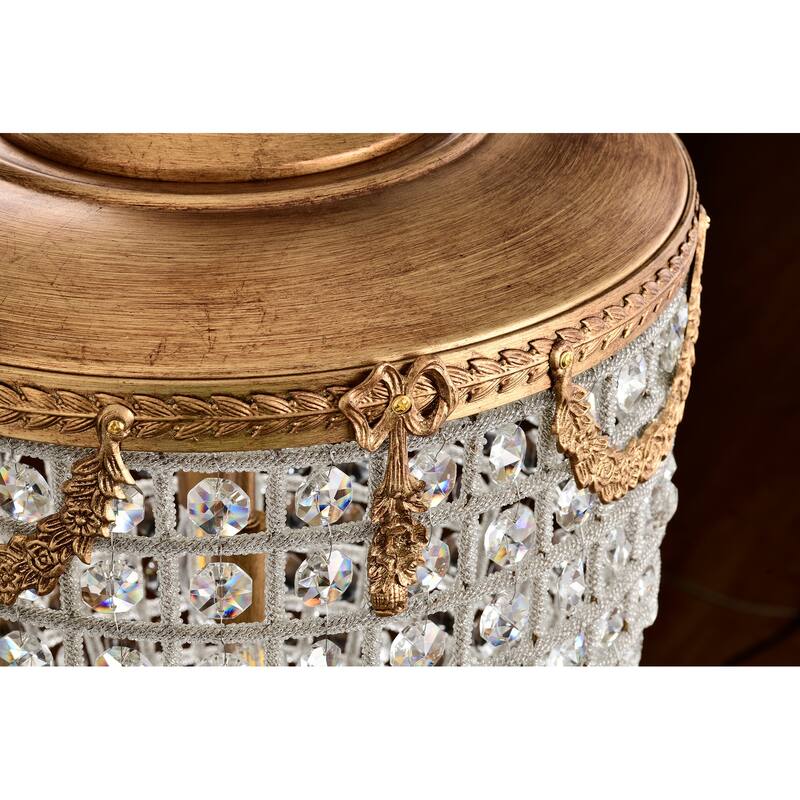 Antiqued 4-Light Glam Chandelier with Crystal Beaded for Living Room