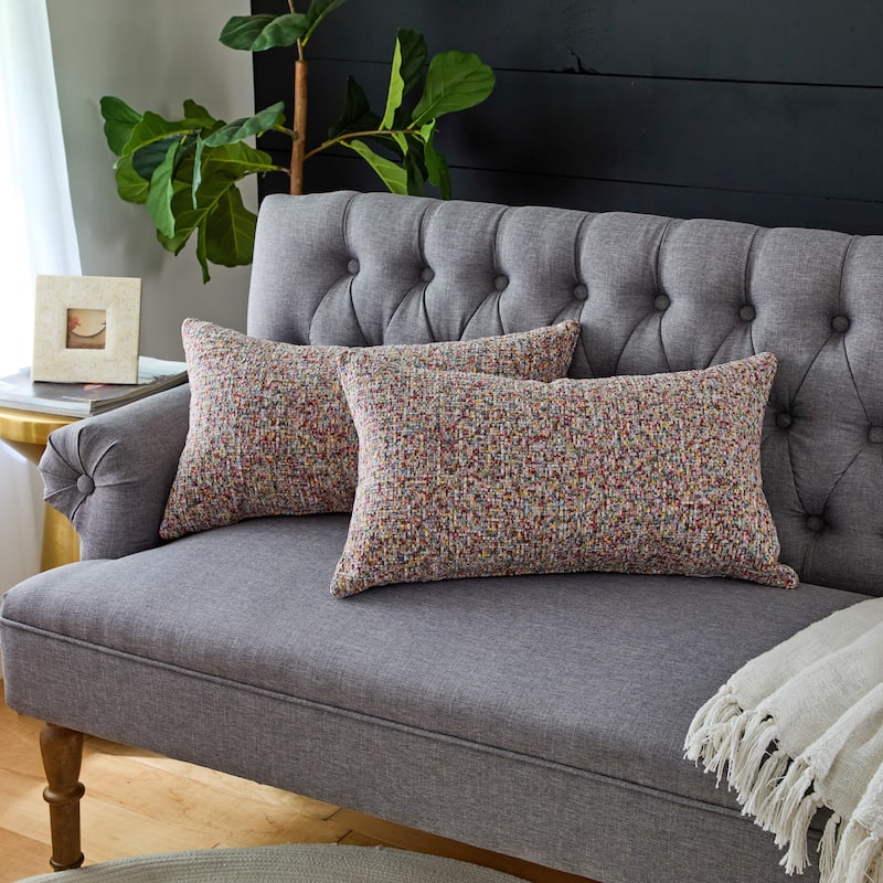 Sorra Home Indoor Knife Edge Pillow Set of 2 - 14 in H x 24 in W x 6 in D - Multi Color